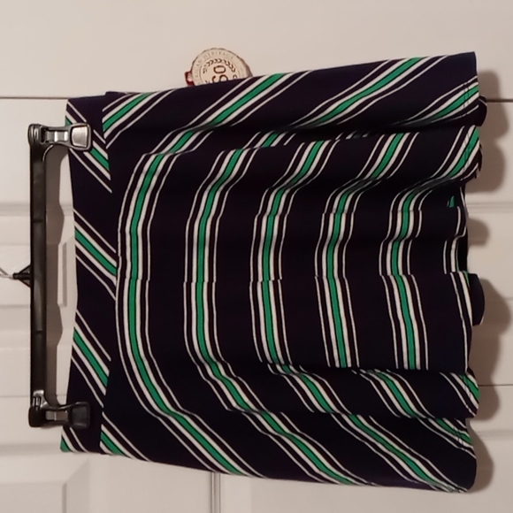 NWT Navy with Green & White Stripes A line Skater Skirt Juniors Sz Large - Picture 6 of 6